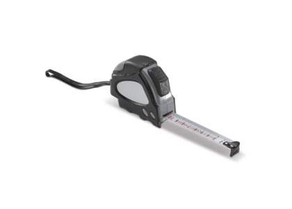Tape measure that is easy to carry thanks to the belt clip. Features a five meters long white measuring tape. This measuring tape guarantees a long service life thanks to its sturdy casing with profile.