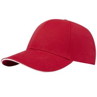 Sustainable promotional headwear. Pre-curved visor with sandwich. Embroidered eyelets for ventilation. Tri-glide metal buckle closure. Head circumference: 58 cm.