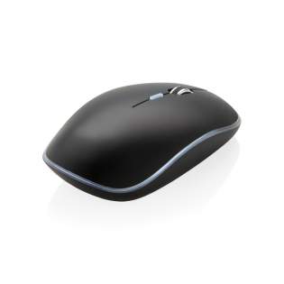 Comfortable design and re-chargeable wireless mouse with option to engrave your logo that will light up for extra exposure your brand. The mouse has a re-chargeable 300 mah lithium poly battery that can be re-charged in three hours. Connection speed 125 HZ via the included and easy to install USB dongle. With left and right click button and middle scroll/click button. The sensitivity of the mouse can easily be adjusted to your personal preference. Compatible with all recent Windows and Mac operating systems
