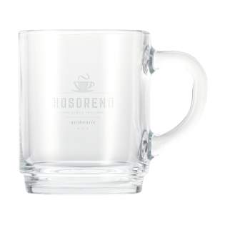 Stapelbares Teeglas aus starkem, dickem Glas. Mit großzügigem Henkel. Fassungsvermögen 250 ml.