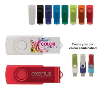 La clé USB 2.0 la plus vendue avec partie pivotante en aluminium et mémoire 16GB. Le corps et la partie pivotante sont disponibles en 12 couleurs. Il est possible de graver la clé au laser. La clé USB 2.0 la plus vendue avec partie pivotante en aluminium et mémoire 16GB. Le corps et la partie pivotante sont disponibles en 12 couleurs. Il est possible de graver la clé au laser.