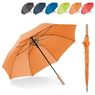 Grand parapluie avec cadre en fibre de verre coupe-vent. L'effet de couleur intelligent entre le dais et la poignée ergonomique confère au parapluie un aspect intemporel. Ce qui convient à tout le monde.