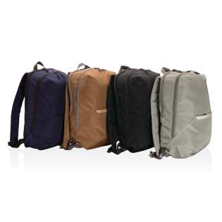 Zie er zowel op kantoor als buiten goed uit met deze strak ogende minimalistisch design rugzak. De rugzak is voorzien van een apart 15,6 inch laptopvak en een voorvak met ritssluiting. Het buitenmateriaal en de voering zijn gemaakt van gerecycled pol... Zie er zowel op kantoor als buiten goed uit met deze strak ogende minimalistisch design rugzak. De rugzak is voorzien van een apart 15,6 inch laptopvak en een voorvak met ritssluiting. Het buitenmateriaal en de voering zijn gemaakt van gerecycled pol...