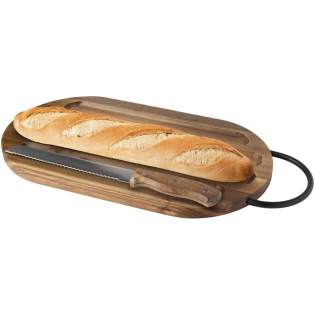 The Prestige chopping board with knife combines natural beauty with everyday functionality. Made from durable acacia wood, the board offers a sturdy surface for slicing and serving bread. The included knife delivers clean, precise cuts, making it easy to serve guests or enjoy fresh bread at home. With its elegant wood grain and timeless design, it’s a stylish addition to any kitchen or dining table.