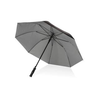 No greenwashing, but telling a true story about sustainability! This Impact umbrella is made with 190T RPET pongee with AWARE™ tracer. With AWARE™, the use of genuine recycled fabric materials and water reduction impact claims are guaranteed, by using the AWARE disruptive physical tracer and blockchain technology. Save water and use genuine recycled fabrics. With the focus on water 2% of proceeds of each Impact product sold will be donated to Water.org. This large 27-inch auto open umbrella with unique two colour design will shield you from the rain no matter where you are. Metal frame, fibreglass ribs and PP handle. This umbrella canopy has saved 6,3 litres of water and is made of 10,7 PET bottles (500ml). Water savings are based on figures when compared to conventional fibre. This calculated indication is based on reliable LCA data as published by Textile Exchange in their Material Snapshots 2016.<br /><br />UmbrellaMechanism: Open automatically, close manually No greenwashing, but telling a true story about sustainability! This Impact umbrella is made with 190T RPET pongee with AWARE™ tracer. With AWARE™, the use of genuine recycled fabric materials and water reduction impact claims are guaranteed, by using the AWARE disruptive physical tracer and blockchain technology. Save water and use genuine recycled fabrics. With the focus on water 2% of proceeds of each Impact product sold will be donated to Water.org. This large 27-inch auto open umbrella with unique two colour design will shield you from the rain no matter where you are. Metal frame, fibreglass ribs and PP handle. This umbrella canopy has saved 6,3 litres of water and is made of 10,7 PET bottles (500ml). Water savings are based on figures when compared to conventional fibre. This calculated indication is based on reliable LCA data as published by Textile Exchange in their Material Snapshots 2016.<br /><br />UmbrellaMechanism: Open automatically, close manually