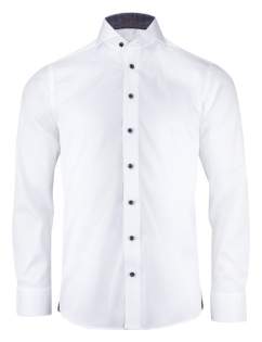 A new edgy shirt in the same spirit as the old Purple Bow 46. The microcord structure in the fabric that makes it stand out compared to our classic twill. The fabric in combination with extreme cut-away collar and a new kick-ass paisley contrast, makes a bold statement. The contrast is obvious on the white, and more discrete on the luxurious navy fabric. Wear it with jeans and a blazer or with a suit and sneakers and you will look impeccable, from the office to the dinner party. A new edgy shirt in the same spirit as the old Purple Bow 46. The microcord structure in the fabric that makes it stand out compared to our classic twill. The fabric in combination with extreme cut-away collar and a new kick-ass paisley contrast, makes a bold statement. The contrast is obvious on the white, and more discrete on the luxurious navy fabric. Wear it with jeans and a blazer or with a suit and sneakers and you will look impeccable, from the office to the dinner party.