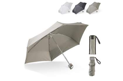 An incredibly light yet strong umbrella with aluminum frame. Due to it's small size it is easy to pack in a bag to keep you dry during an unexpected downpour. It comes with a matching sleeve.