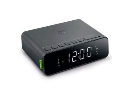 This handy DAB+ clock radio has 10 DAB+ channels and 10 FM channels. Place your phone on top to charge your phone. Also equipped with a USB port to charge your devices. Equipped with LCD display with dimmer, Dual alarm where you can be woken up with your favorite radio station or the buzzer. Comes with a (flat) plug and has a battery back up (batteries are not included).