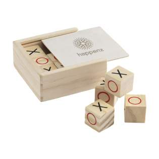 WoW! The well-known 'tic tac toe' game, in a wooden game format. 9 blocks of FSC-certified bamboo are provided in the shapes of circles and crosses. Who will be the first to make a row of three identical shapes? A fun game for young and old. The blocks are stored in a handy FSC-certified pinewood storage box with a sliding lid. Incl. instructions.