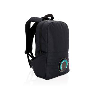 Trendy 15” laptop backpack with removable waterproof IPX5 wireless speaker with colour changing LED. Connect your powerbank easily to the integrated USB charging port and charge your phone or tablet on the go. Simply twist and take out the speaker to place it on your desk. 5 hour playtime. Registered design®<br /><br />FitsLaptopTabletSizeInches: 15.0<br />HasBluetooth: True<br />PVC free: true