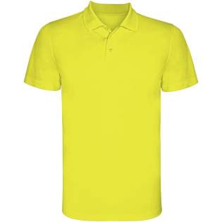 Short-sleeve technical polo-shirt. Knitted collar with 3-button placket. Breathable, easy to wash and dry fabric. Removable label. Technical fabric. Breathable fabric.