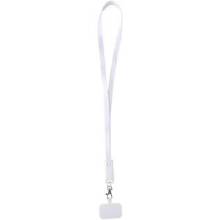 Das Franz Smartphone-Lanyard aus recyceltem Kunststoff ist ein praktisches Accessoire mit integriertem 65W 5-in-1 Ladekabel, das über Typ-C- und USB-A-Eingänge sowie Typ-C-, Lightning- und Micro-USB-Ausgänge verfügt. Das Kabel ist leistungsstark genug, um die meisten Laptops, Tablets und Smartphones schnell aufzuladen. Kompatibel mit CarPlay und Android Auto – ideal für Reisen, Arbeit oder den Alltag.
