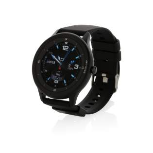 Modern, hoogwaardig horloge met een snel reagerend, volledig touchscreen van 1,28 inch om uw activiteiten de hele dag bij te houden. Met hoge resolutie display. Gemaakt met RCS (Recycled Claim Standard) gecertificeerd gerecycled TPU armband en frame van zinklegering. Totaal gerecycled materiaal: 23% op basis van het totale gewicht van het item. RCS-certificering zorgt voor een volledig gecertificeerde toeleveringsketen van de gerecyclede materialen. Functies zijn onder meer: aantal stappen, calorieën, afstand, multi-sport (24) tracking, wekker, hartslagmeting, bloeddrukmonitoring, slaapmonitor, agenda-updates, notificaties van Facebook, Skype, WhatsApp, Twitter etc. Compatibel met Android 4.4 en IOS 8.0 en hoger. IPX 68 water- en stofdicht. BT 5.0. Standby-tijd van 25 dagen en werktijd tot 7 dagen. Inclusief clip-oplader om het horloge op te laden. Verpakt in FSC® mix kraft verpakking. Artikel en accessoires 100% PVC-vrij.<br /><br />HasBluetooth: True<br />PVC free: true Modern, hoogwaardig horloge met een snel reagerend, volledig touchscreen van 1,28 inch om uw activiteiten de hele dag bij te houden. Met hoge resolutie display. Gemaakt met RCS (Recycled Claim Standard) gecertificeerd gerecycled TPU armband en frame van zinklegering. Totaal gerecycled materiaal: 23% op basis van het totale gewicht van het item. RCS-certificering zorgt voor een volledig gecertificeerde toeleveringsketen van de gerecyclede materialen. Functies zijn onder meer: aantal stappen, calorieën, afstand, multi-sport (24) tracking, wekker, hartslagmeting, bloeddrukmonitoring, slaapmonitor, agenda-updates, notificaties van Facebook, Skype, WhatsApp, Twitter etc. Compatibel met Android 4.4 en IOS 8.0 en hoger. IPX 68 water- en stofdicht. BT 5.0. Standby-tijd van 25 dagen en werktijd tot 7 dagen. Inclusief clip-oplader om het horloge op te laden. Verpakt in FSC® mix kraft verpakking. Artikel en accessoires 100% PVC-vrij.<br /><br />HasBluetooth: True<br />PVC free: true