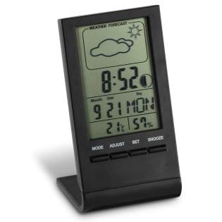 Blijf altijd op de hoogte van het weer met dit elektronische weerstation. LCD display waarop thermometer (C&F), hygrometer, barometer, tijd, maanstand en kalender worden weergegeven. Het weerstation beschikt over een alarmfunctie. Wordt geleverd inclusief batterijen. Blijf altijd op de hoogte van het weer met dit elektronische weerstation. LCD display waarop thermometer (C&F), hygrometer, barometer, tijd, maanstand en kalender worden weergegeven. Het weerstation beschikt over een alarmfunctie. Wordt geleverd inclusief batterijen.