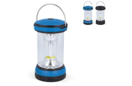 Robust and compact table lamp. Provides good light through high power LEDs. Camping light ideal to use when fishing, trekking, walking, on a boat or during other outdoor activities. Good to use as emergency lighting during power outages.