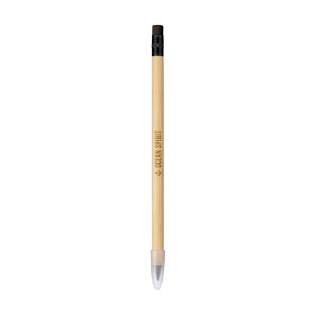 WoW! Duurzaam bamboe potlood dat het traditionele potlood vervangt. Het ziet eruit als een traditioneel potlood, schrijft als een traditioneel potlood en kan ook worden uitgegumd. Dit potlood heeft een grafietpunt met een schrijflengte tot ca. 20.000 meter. De punt hoeft niet geslepen te worden en slijt heel langzaam waardoor het potlood tot 100 keer langer meegaat dan een traditioneel potlood. Met gum op de top en een handige beschermdop.