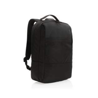 Protect, organise and carry your laptop and other essentials in this stylish Swiss Peak laptop backpack. The backpack features a padded 15.6 laptop compartment, multiple pockets and a luggage strap. With AWARE™ tracer that validates the genuine use of recycled materials. Each bag has reused 22.6 0.5L PET bottles. 2% of proceeds of each Impact product sold will be donated to Water.org. PVC free.<br /><br />FitsLaptopTabletSizeInches: 15.6<br />PVC free: true