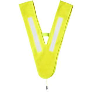 V-shaped unisex reflective safety vest for kids that is easy to wear for pedestrians and cyclists alike. Hook & loop closure on the shoulder for extra safety, that also makes it easy to put on, and the strong fastening clip will make sure the vest is tightly secured to clothing. The elastic band on the front and back makes it stretchable and easy to wear on thick coats.