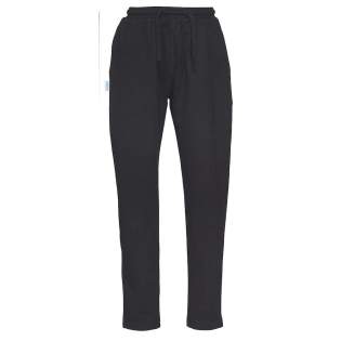 Joggingbroek voor kinderen met decoratieve flatlock naden. Trekkoord in de taille en twee zijzakken.