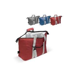 Sturdy and high-quality cooling bag that offers enough space for drinks and food on a summer day. Easy to carry with adjustable shoulder strap and two short handles.