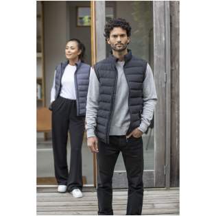 The Caltha men's insulated down bodywarmer – a versatile and eco-friendly outerwear piece. Made of 164 g/m² 750T woven double layer pongee fabric in polyester. The matte fabric in combination with heat seal quilting gives the bodywarmer a modern look while enhancing the overall insulation. Embrace eco-consciousness with RDS certified recycled down insulation of recycled down and recycled feathers, providing warmth without compromising on ethical standards. With an inner storm flap, chinguard, and flat knit elasticated rib cuffs, this bodywarmer offers maximum protection against the elements. The front pockets with zipper closure add convenience and functionality. Embrace both style and ethical values with the Caltha bodywarmer, perfect for any outdoor adventure or daily wear.