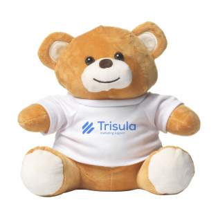 Brown, super soft cuddly bear in big size. With bead eyes, hard nose and white T-shirt. Without printing, bears and T-shirts are supplied loose.