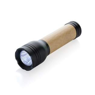 USB rechargeable 1W torch made with FSC® 100% bamboo and RCS (Recycled Claim Standard) certified recycled ABS. Total recycled content: 23% based on total item weight. RCS certification ensures a completely certified supply chain of the recycled materials. The torch comes with 500 mah grade-A lithium battery. The torch can be operated up to 3 hours on one single charge and recharged via type c in 2.5 hours.  The beam distance is 50 metres and provides 90 lumen. With 3 modes (bright, medium and flash). Including RCS certified recycled TPE charging cable. Packed in FSC® mix kraft packaging. Item and accessories 100% PVC free<br /><br />PowerbankCapacity: 500<br />Lightsource: LED<br />LightsourceQty: 1<br />PVC free: true