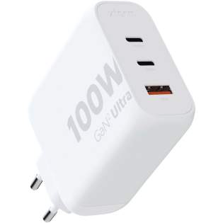 De 100 W GaN² Ultra-wandoplader is compacter en krachtiger dan ooit tevoren. Met zijn compacte ontwerp en functionaliteit met drie poorten is deze wandoplader perfect voor onderweg, op kantoor of thuis. Om afval te verminderen en bij te dragen aan een duurzamere toekomst, is de oplader gemaakt van 97% gerecycled plastic. Uitgang: 2 x USB-C 100 W voeding en 1 USB-A 18 W 18 W Quick Charge 3.0. Geleverd met handleiding. De 100 W GaN² Ultra-wandoplader is compacter en krachtiger dan ooit tevoren. Met zijn compacte ontwerp en functionaliteit met drie poorten is deze wandoplader perfect voor onderweg, op kantoor of thuis. Om afval te verminderen en bij te dragen aan een duurzamere toekomst, is de oplader gemaakt van 97% gerecycled plastic. Uitgang: 2 x USB-C 100 W voeding en 1 USB-A 18 W 18 W Quick Charge 3.0. Geleverd met handleiding.