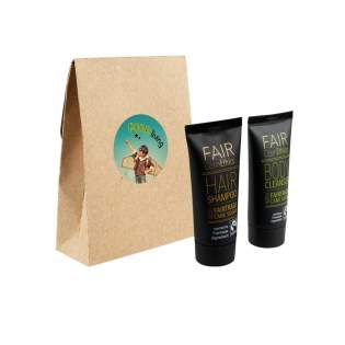 30 ml shower gel and 30 ml shampoo in a kraft bag. 30 ml shower gel and 30 ml shampoo in a kraft bag.