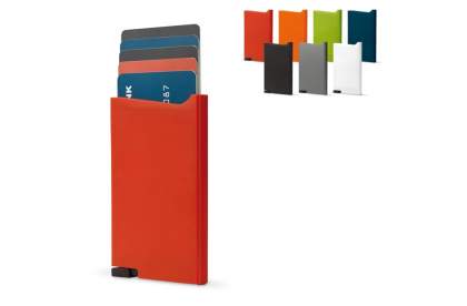 Toppoint Design, ABS cardholder to protect your bank card from RFID skimming. Simply push the button to eject up to five cards.