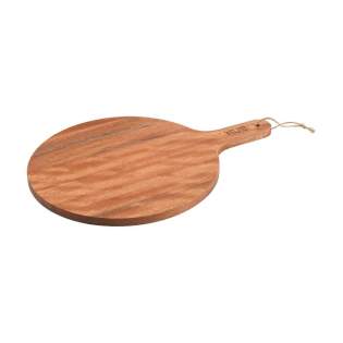 Beautiful, spacious Wooosh serving board made from FSC 100% certified acacia wood, a robust type of wood with a warm appearance. The natural markings, fine grain and varying colour shades make each board unique. The board has been carefully treated with a vegetarian soybean oil and is naturally hygienic thanks to the bactericidal properties of acacia wood. The round shape and the handle give the board a traditional look, while the string adds a practical and decorative detail. Ideal for stylishly presenting snacks, cheeses, pizza or for a cosy shared dining experience. Packed individually. Beautiful, spacious Wooosh serving board made from FSC 100% certified acacia wood, a robust type of wood with a warm appearance. The natural markings, fine grain and varying colour shades make each board unique. The board has been carefully treated with a vegetarian soybean oil and is naturally hygienic thanks to the bactericidal properties of acacia wood. The round shape and the handle give the board a traditional look, while the string adds a practical and decorative detail. Ideal for stylishly presenting snacks, cheeses, pizza or for a cosy shared dining experience. Packed individually.