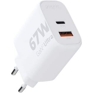 De 67 W GaN² Ultra-wandoplader is compacter en krachtiger dan ooit tevoren. Met zijn compacte ontwerp en functionaliteit met twee poorten is deze wandoplader perfect voor onderweg, op kantoor of thuis. Om afval te verminderen en bij te dragen aan een duurzamere toekomst, is de oplader gemaakt van 97% gerecycled plastic. Uitgang: 1 USB-C 67 W voeding en 1 USB-A 18 W Quick Charge 3.0. Geleverd met handleiding. De 67 W GaN² Ultra-wandoplader is compacter en krachtiger dan ooit tevoren. Met zijn compacte ontwerp en functionaliteit met twee poorten is deze wandoplader perfect voor onderweg, op kantoor of thuis. Om afval te verminderen en bij te dragen aan een duurzamere toekomst, is de oplader gemaakt van 97% gerecycled plastic. Uitgang: 1 USB-C 67 W voeding en 1 USB-A 18 W Quick Charge 3.0. Geleverd met handleiding.