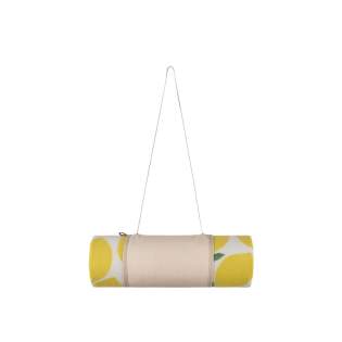 Elevate your outdoor adventures with this GRS certified recycled PET picnic blanket. Featuring a soft fleece surface with a lively lemon pattern and convenient water repellent PEVA backing. The smart design with a cotton canvas flap and long handle, makes the blanket easy to fold and carry, perfect for both the beach or the park. Certified by GRS (Global Recycled Standard), GRS certification guarantees that the entire supply chain of the recycled materials is certified. The total recycled content is based on the overall product weight. This product contains 51% GRS certified recycled PET. Elevate your outdoor adventures with this GRS certified recycled PET picnic blanket. Featuring a soft fleece surface with a lively lemon pattern and convenient water repellent PEVA backing. The smart design with a cotton canvas flap and long handle, makes the blanket easy to fold and carry, perfect for both the beach or the park. Certified by GRS (Global Recycled Standard), GRS certification guarantees that the entire supply chain of the recycled materials is certified. The total recycled content is based on the overall product weight. This product contains 51% GRS certified recycled PET.