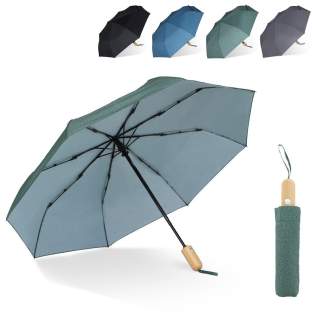 Parapluie en R-PET avec manche en bois véritable et au design emblématique. Sa monture en fibre de verre lui donne une excellente résistance au vent. Il s'ouvre automatiquement d'une simple pression sur le bouton. Le matériau chiné donne à ce paraplu... Parapluie en R-PET avec manche en bois véritable et au design emblématique. Sa monture en fibre de verre lui donne une excellente résistance au vent. Il s'ouvre automatiquement d'une simple pression sur le bouton. Le matériau chiné donne à ce paraplu...