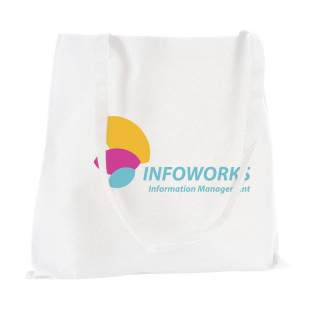 Shopping bag with long handles, made of an ultra light, non-woven material (80 g/m²).