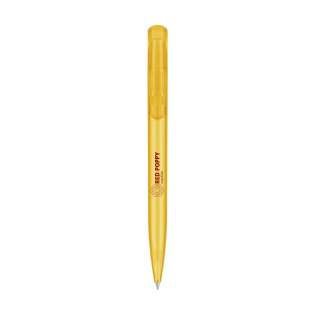 Blauschreibender Kugelschreiber der Marke Senator® mit einem transparenten Gehäuse und großzügigem Clip/Druckknopf.