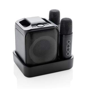 Chantez, dansez et amusez-vous avec ce set karaoké de qualité comprenant deux microphones qui vous permet de chanter en stéréo avec vos meilleurs amis. L'enceinte et le micro sont livrés avec une station de chargement par induction afin que vous puissiez charger les trois facilement en même temps. L'enceinte 5W est livré avec une batterie de 2000 mAh pour une autonomie de 6 heures. L'enceinte prend également en charge les cartes TF et USB pour la musique. Lorsque vous utilisez les microphones, vous pouvez vous éloigner jusqu'à 10 mètres de l'enceinte. L’enceinte est fabriquée en ABS recyclé certifié RCS (Recycled Claim Standard). Contenu recyclé total: 53 % sur la base du poids total de l'article. La certification RCS garantit une chaîne d'approvisionnement entièrement certifiée pour les matériaux recyclés. Sans PVC. Emballé dans un emballage FSC mix.<br /><br />NumberOfSpeakers: 1<br />SpeakerOutputW: 5.00<br />PVC free: true Chantez, dansez et amusez-vous avec ce set karaoké de qualité comprenant deux microphones qui vous permet de chanter en stéréo avec vos meilleurs amis. L'enceinte et le micro sont livrés avec une station de chargement par induction afin que vous puissiez charger les trois facilement en même temps. L'enceinte 5W est livré avec une batterie de 2000 mAh pour une autonomie de 6 heures. L'enceinte prend également en charge les cartes TF et USB pour la musique. Lorsque vous utilisez les microphones, vous pouvez vous éloigner jusqu'à 10 mètres de l'enceinte. L’enceinte est fabriquée en ABS recyclé certifié RCS (Recycled Claim Standard). Contenu recyclé total: 53 % sur la base du poids total de l'article. La certification RCS garantit une chaîne d'approvisionnement entièrement certifiée pour les matériaux recyclés. Sans PVC. Emballé dans un emballage FSC mix.<br /><br />NumberOfSpeakers: 1<br />SpeakerOutputW: 5.00<br />PVC free: true