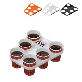 Ein Tablett für sechs Becher oder Gläser, passend für fast alle (Kaffee-) Becher. 