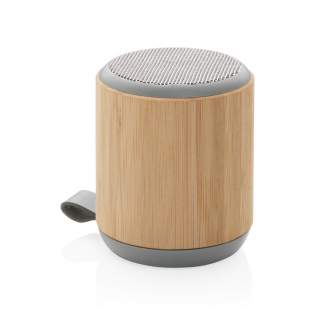 Bamboo 3W speaker with built-in 300 mAh lithium battery. With playing time of up to 3 hours on one single charge and operating distance of 10m using BT5.0. Made from natural bamboo and fabric.<br /><br />HasBluetooth: True<br />NumberOfSpeakers: 1<br />SpeakerOutputW: 3.00<br />PVC free: true