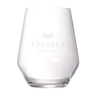Waterglas met stevige bodem. Hoge kwaliteit. De moderne vorm straalt stijl en klasse uit. Een veelzijdig glas dat ook geschikt is voor frisdrank, whisky of andere alcoholische dranken. Inhoud 400 ml.