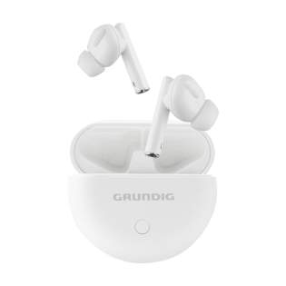 Set met true wireless stereo oortjes van het merk Grundig. In een ronde, oplaadbare opbergcase. De oortjes gebruiken Bluetooth (5.0 versie) voor een soepele verbinding en zijn voorzien van een LED-batterij-indicator. De oortjes hebben een 45mAh batterij en zijn binnen 2 uur weer op te laden in de 350mAh oplaadcassette. Maximale speeltijd van 3 uur, indien volledig opgeladen. Met uitstekende geluidsweergave, regelbaar volume, autopairing om automatisch te koppelen en touch control. Zonder bewegingsbeperking naar muziek luisteren en handsfree oproepen beantwoorden dankzij de ingebouwde microfoon. Bereik tot 10 meter. Input 5V/0,5A (Type-C). Inclusief oplaadkabel Type-C en gebruiksaanwijzing. Per stuk in doosje.
