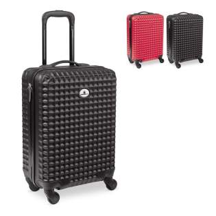 Trolley für das Handgepäck mit einem vollständig gefütterten Hauptfach und elastischen Riemen, die den Inhalt an Ort und Stelle halten. Der Koffer hat vier bewegliche Räder. Mit Platz für Doming. Einzeln verpackt in einer Box. Trolley für das Handgepäck mit einem vollständig gefütterten Hauptfach und elastischen Riemen, die den Inhalt an Ort und Stelle halten. Der Koffer hat vier bewegliche Räder. Mit Platz für Doming. Einzeln verpackt in einer Box.