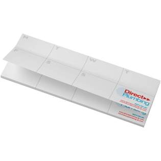 Sticky-Mate® sticky notes with self-adhesive 80 g/m2 recycled paper. These sticky notes feature a printed planner on each page, perfect for home, office, or on-the-go planning. Available in 2 sizes (25/50 sheets).