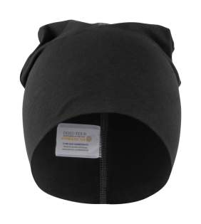 Dubbelgelaagde beanie in single jersey met flatlock naden in contrasterende kleur. Dubbelgelaagde beanie in single jersey met flatlock naden in contrasterende kleur.