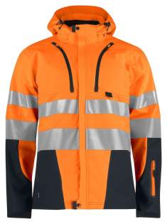 • wind- en waterafstotend en ademende softshell<br />• met fleece gevoerde kraag<br />• afneembare capuchon<br />• ritssluiting aan de voorzijde die bedekt is met een flap. Deze stormflap kan afgesloten worden met drukknopen <br />• twee schuinlopende, verticale borstzakken, de linker met telefoonzakje binnenin <br />• twee zijzakken<br />• één mouwzakje op linkermouw<br />• lus voor badgehouder<br />• ventilatiegaten onder de armen met ritssluiting<br />• aanpasbare taille<br />• aanpasbare manchetten<br />• langer rugpand<br />• reflecterende biezen op mouwen en rug • wind- en waterafstotend en ademende softshell<br />• met fleece gevoerde kraag<br />• afneembare capuchon<br />• ritssluiting aan de voorzijde die bedekt is met een flap. Deze stormflap kan afgesloten worden met drukknopen <br />• twee schuinlopende, verticale borstzakken, de linker met telefoonzakje binnenin <br />• twee zijzakken<br />• één mouwzakje op linkermouw<br />• lus voor badgehouder<br />• ventilatiegaten onder de armen met ritssluiting<br />• aanpasbare taille<br />• aanpasbare manchetten<br />• langer rugpand<br />• reflecterende biezen op mouwen en rug