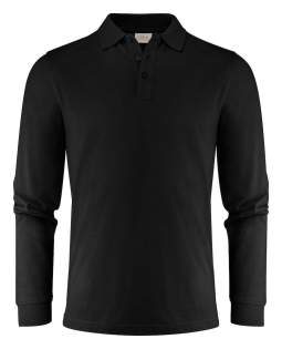 Polo piqué met lange mouwen, tricotkraag en zijsplitten. Drieknoopssluiting. Aan de binnenzijde van de linkerzijnaad werd een zakje voorzien voor het innaaien van een waschip. Oeko-Tex 100 gecertificeerd. Dit artikel is verpakt is een composteerbare polybag.