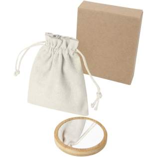 Round mirror made from bamboo for a natural and elegant touch. Delivered in a cotton pouch. Round mirror made from bamboo for a natural and elegant touch. Delivered in a cotton pouch.