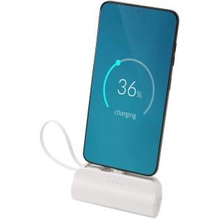 The Alnair power bank is a compact and practical charging solution made from recycled plastic. It features a fixed Type-C docking connector, a built-in foldable phone stand, and an integrated 2-in-1 cable with Lightning/micro-USB connector. With a Type-C input/output port for added flexibility, it’s ideal for keeping your phone charged and supported wherever you go.