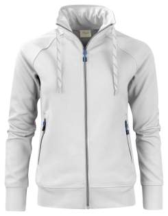 Polyester sweatshirt met raglanmouwen en een tweekleurig trekkoord. Ritssluiting vooraan en aan de zijzakken. Verborgen ritssluiting in de kraag om makkelijk het trekkoord te vervangen.