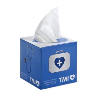 Viereckige Taschentuchox gefüllt mit 50 Stück 3-lagigen Tissues. Viereckige Taschentuchox gefüllt mit 50 Stück 3-lagigen Tissues.